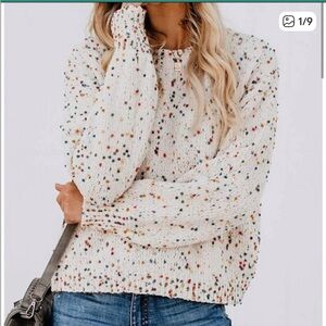 Seven7 | Popcorn Chenille Cream Confetti Sweater XL